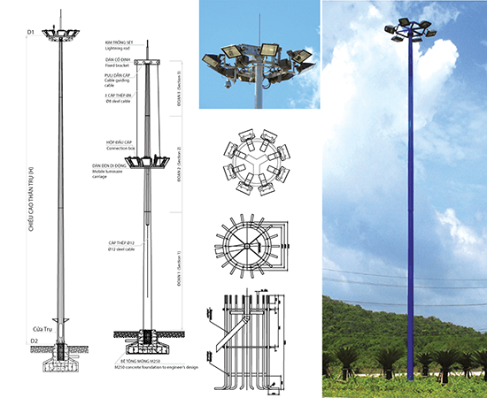 CỘT ĐÈN NÂNG HẠ 20M_sơ đồ