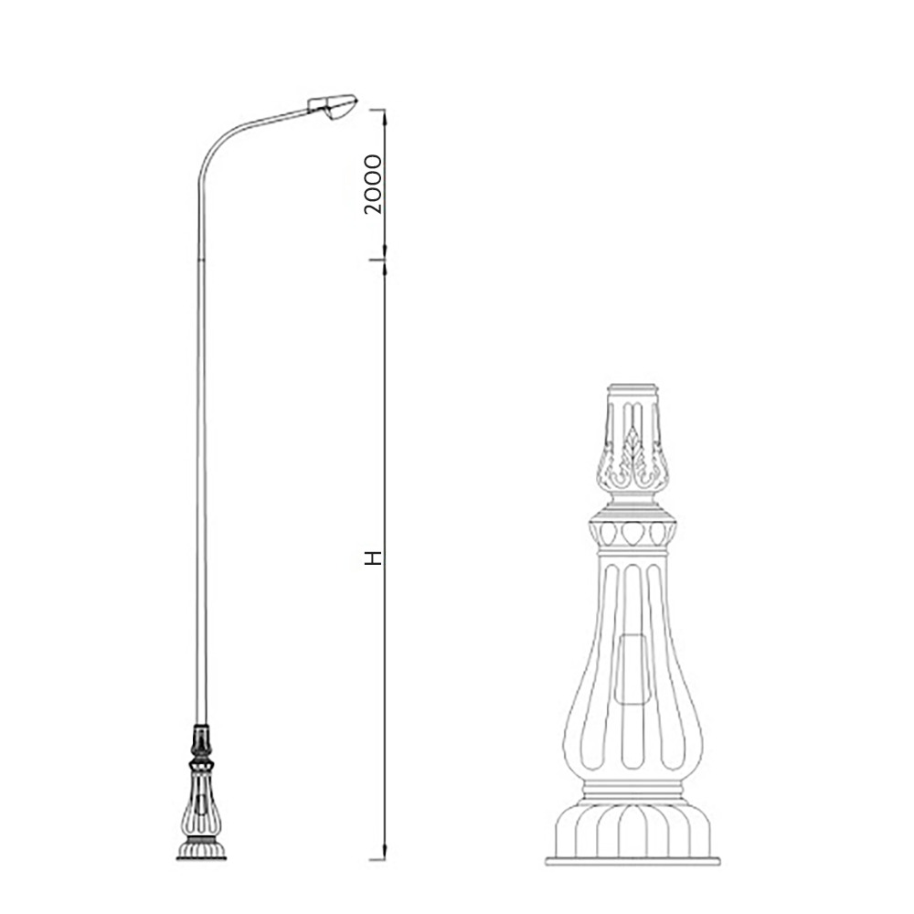 CỘT THÉP CẦN ĐƠN GIẢN ĐẾ GANG DP03