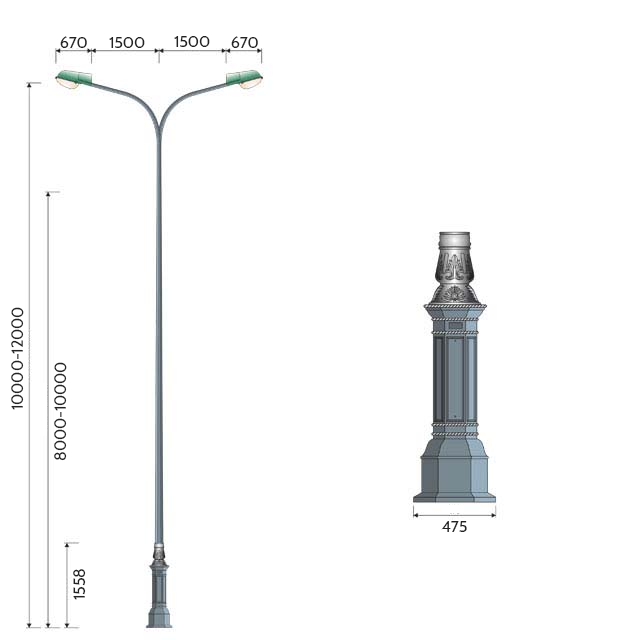 CỘT THÉP ĐẾ GANG CẦN KÉP CK06