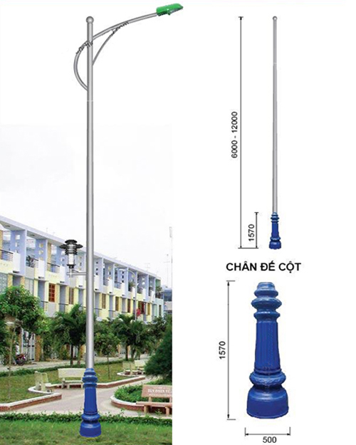 CỘT THÉP ĐẾ GANG DP02 CẦN ĐƠN CD01